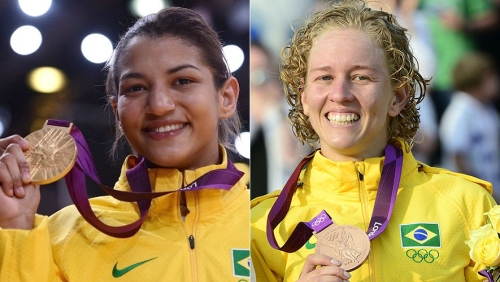 O ouro de Sarah Menezes e o bronze de Yane Marques - Fotos: AFP